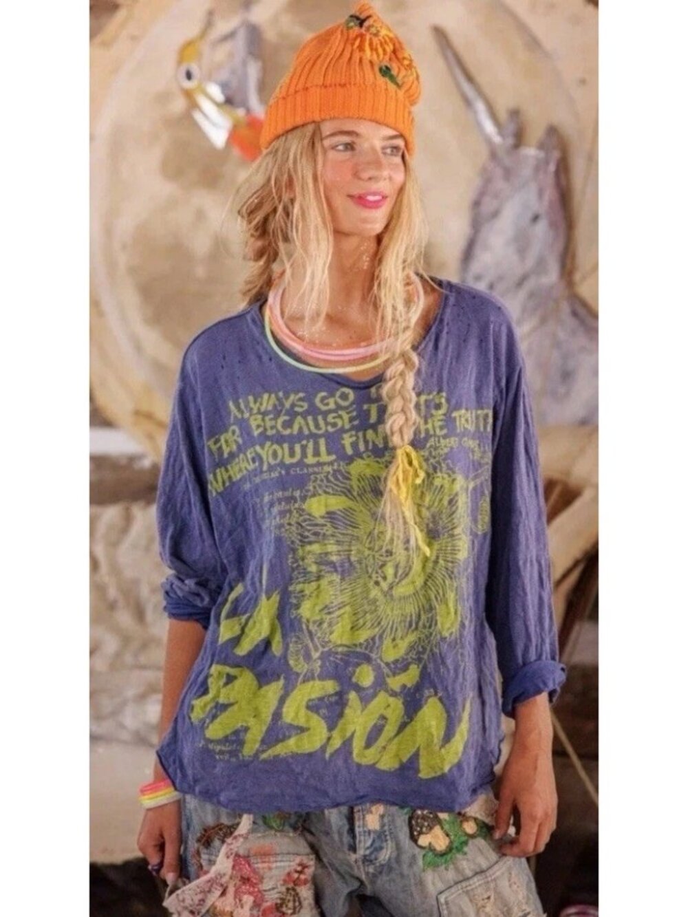 Magnolia Pearl Find The Truth Viggo Long Sleeve Tee Boyfriend Cut Cotton Jersey